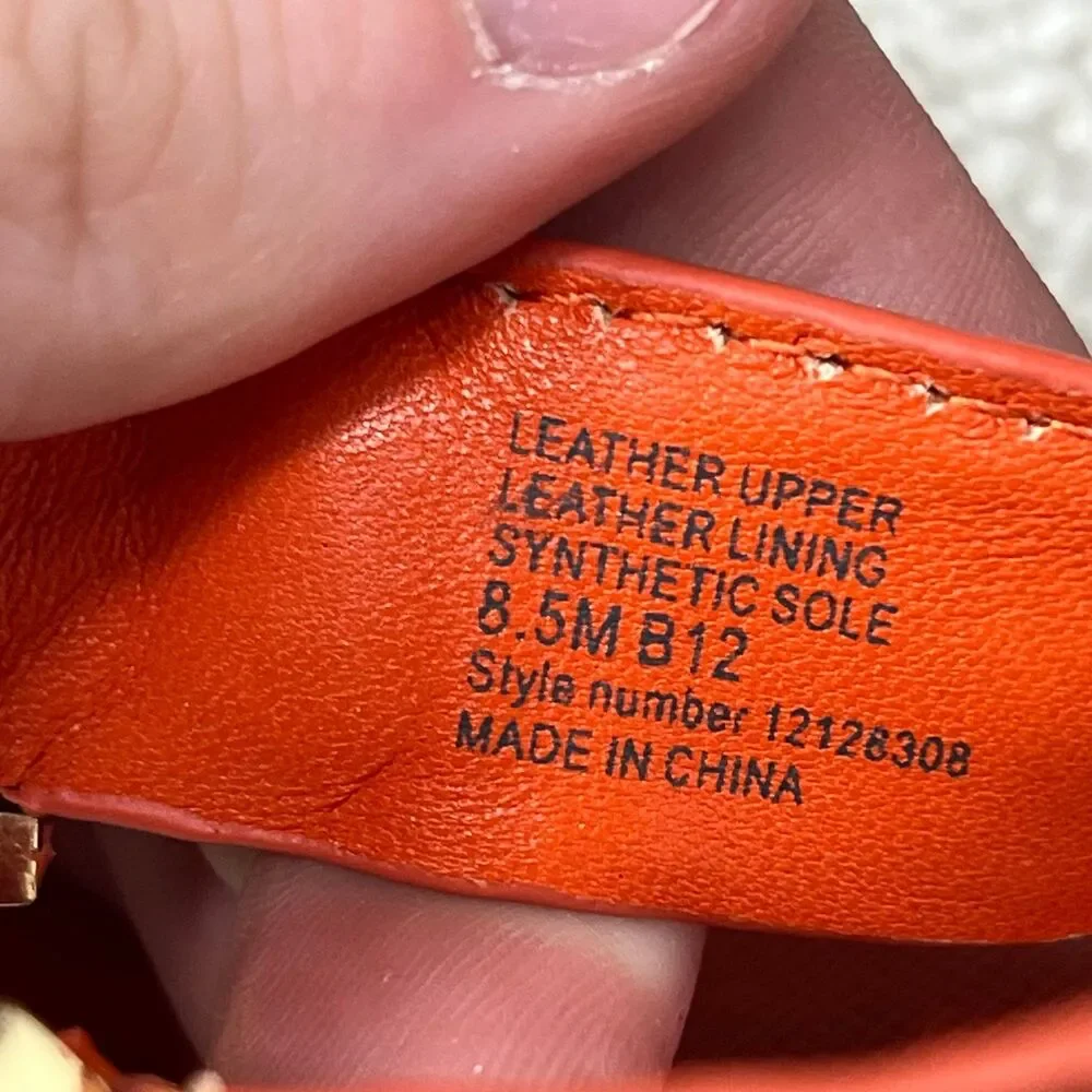 Tory Burch Robinson Demi Wedge Sandals Thong Slingback Orange Leather Womens 8.5